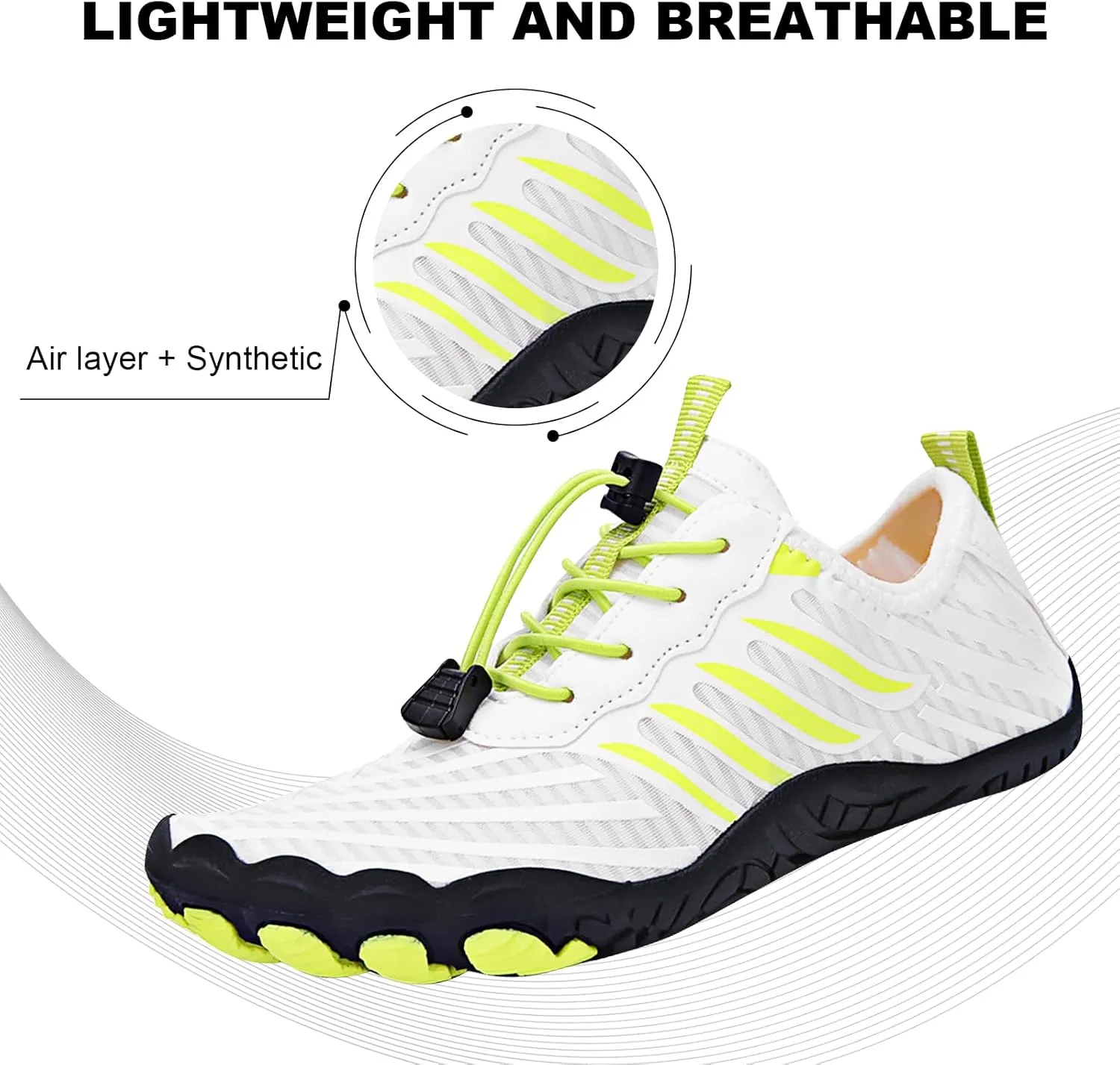 HiGropcore Water Shoes Men Women, Barefoot Wide Toe Box Beach Shoes, Quick Dry Breathable Swim Aqua Socks with Drainage