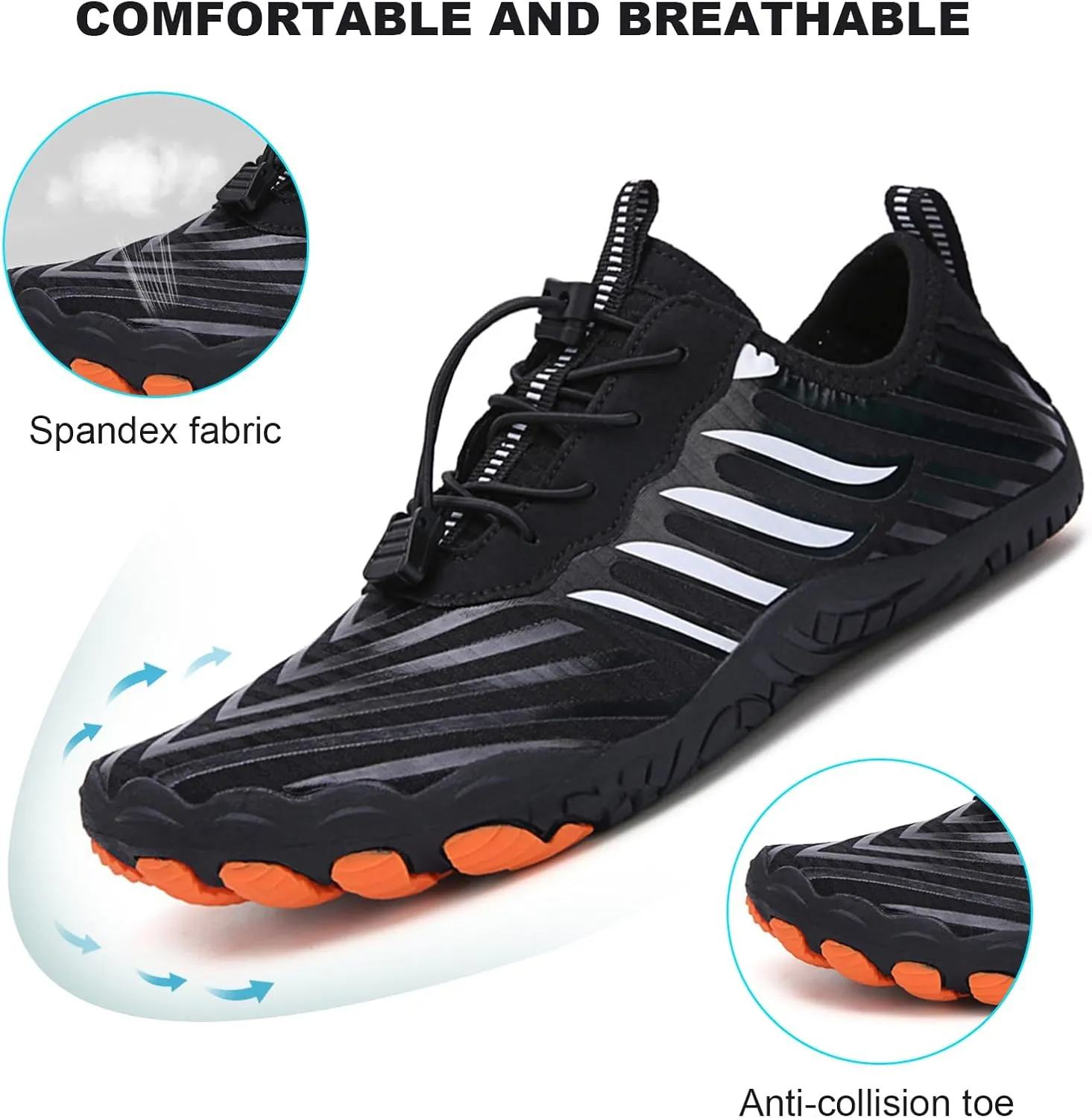 HiGropcore Water Shoes Men Women, Barefoot Wide Toe Box Beach Shoes, Quick Dry Breathable Swim Aqua Socks with Drainage