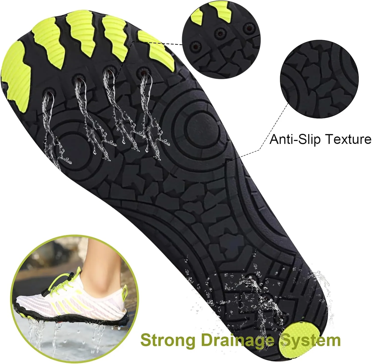 HiGropcore Water Shoes Men Women, Barefoot Wide Toe Box Beach Shoes, Quick Dry Breathable Swim Aqua Socks with Drainage