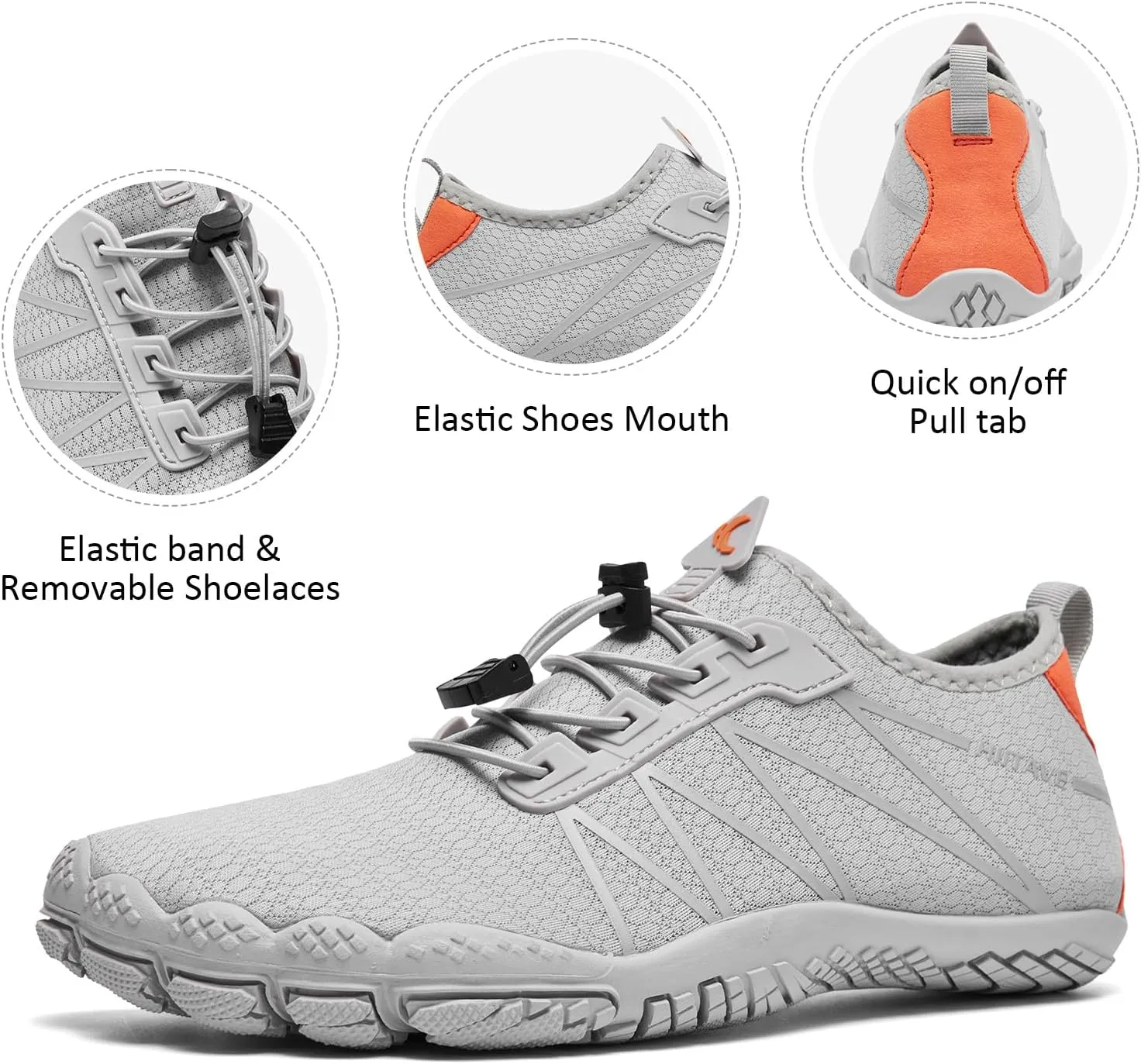 HIITAVE Men Barefoot Water Shoes Beach Aqua Socks Quick Dry for Outdoor Sport Hiking Swiming Surfing