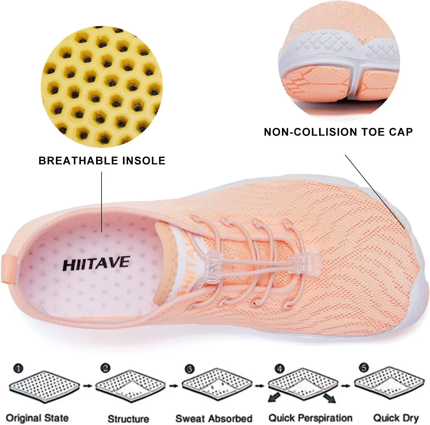 hiitave Womens Water Shoes Quick Dry Barefoot for Swim Diving Surf Aqua Sports Pool Beach Walking Yoga