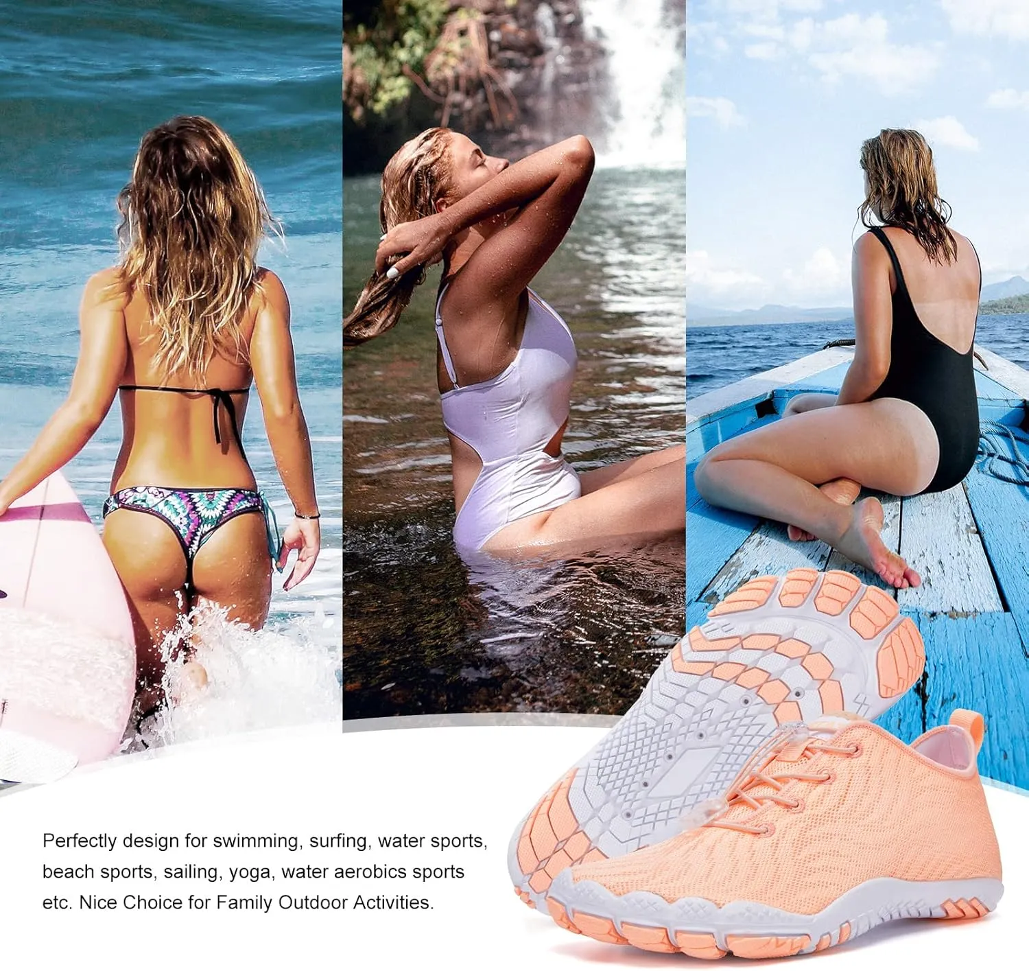 hiitave Womens Water Shoes Quick Dry Barefoot for Swim Diving Surf Aqua Sports Pool Beach Walking Yoga