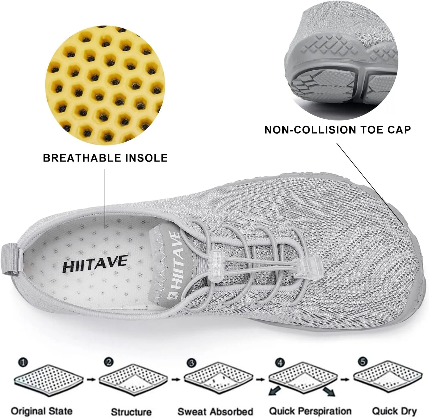 hiitave Womens Water Shoes Quick Dry Barefoot for Swim Diving Surf Aqua Sports Pool Beach Walking Yoga