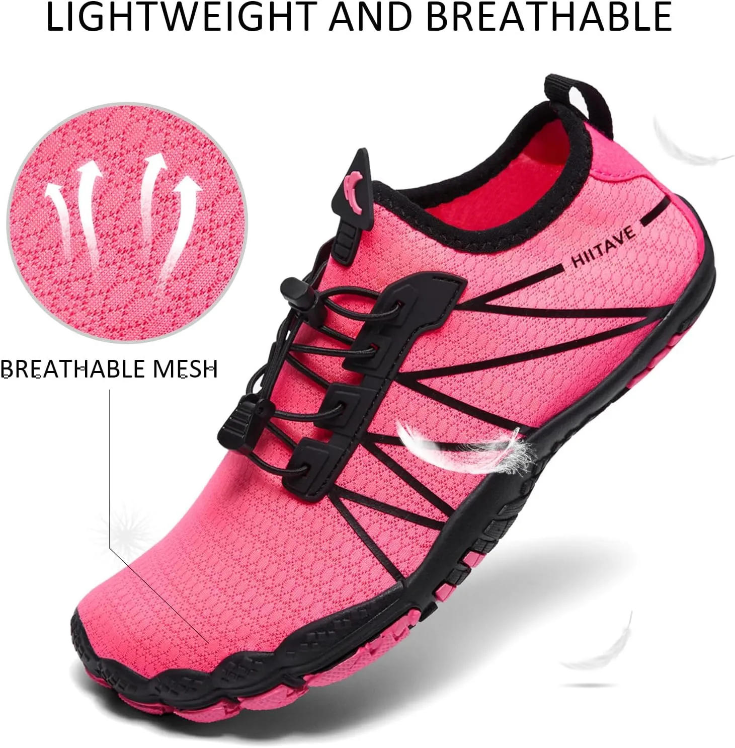 hiitave Womens Water Shoes Quick Dry Barefoot for Swim Diving Surf Aqua Sports Pool Beach Walking Yoga