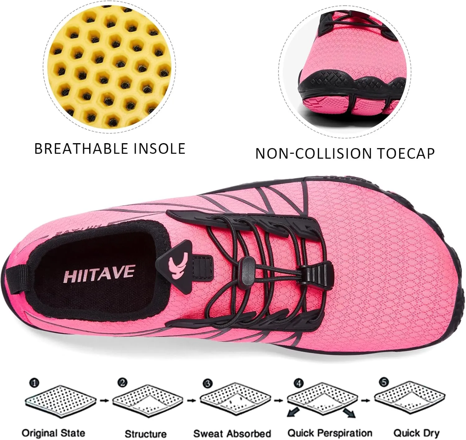 hiitave Womens Water Shoes Quick Dry Barefoot for Swim Diving Surf Aqua Sports Pool Beach Walking Yoga