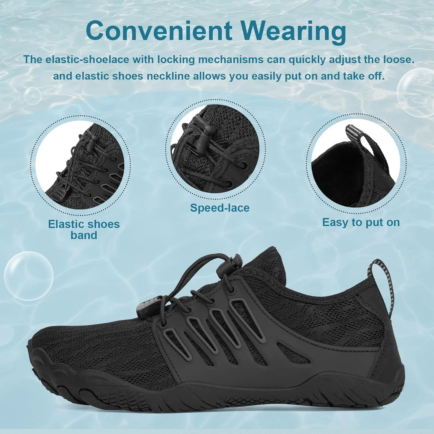 Hike Barefoot Water Shoes for Women Men Footwear, Quick Dry Wide Toe Box Pro Beach Swim Athletic Sports Shoes, Non-Slip Lightweight Aqua Shoe for Pool Hiking Walking Kayaking Diving Surfing
