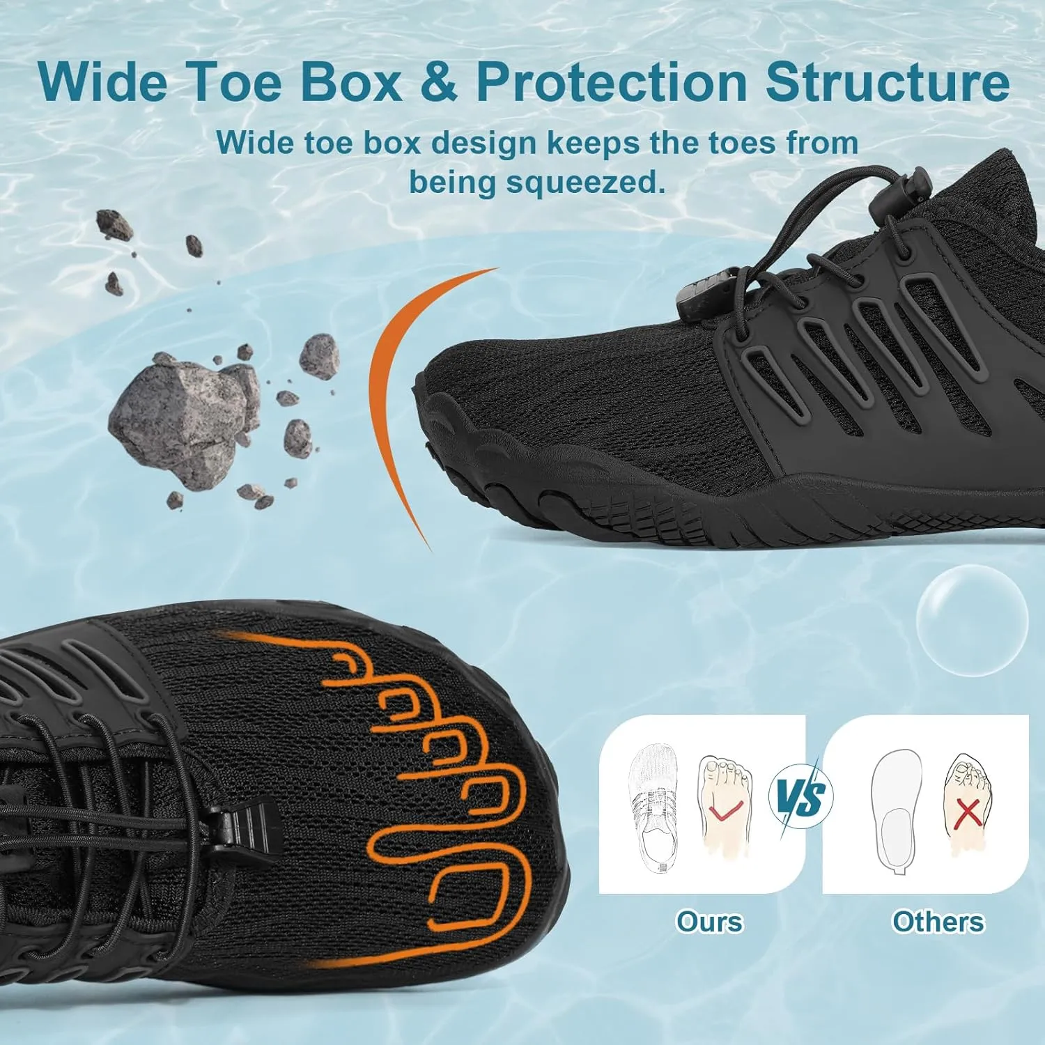 Hike Barefoot Water Shoes for Women Men Footwear, Quick Dry Wide Toe Box Pro Beach Swim Athletic Sports Shoes, Non-Slip Lightweight Aqua Shoe for Pool Hiking Walking Kayaking Diving Surfing