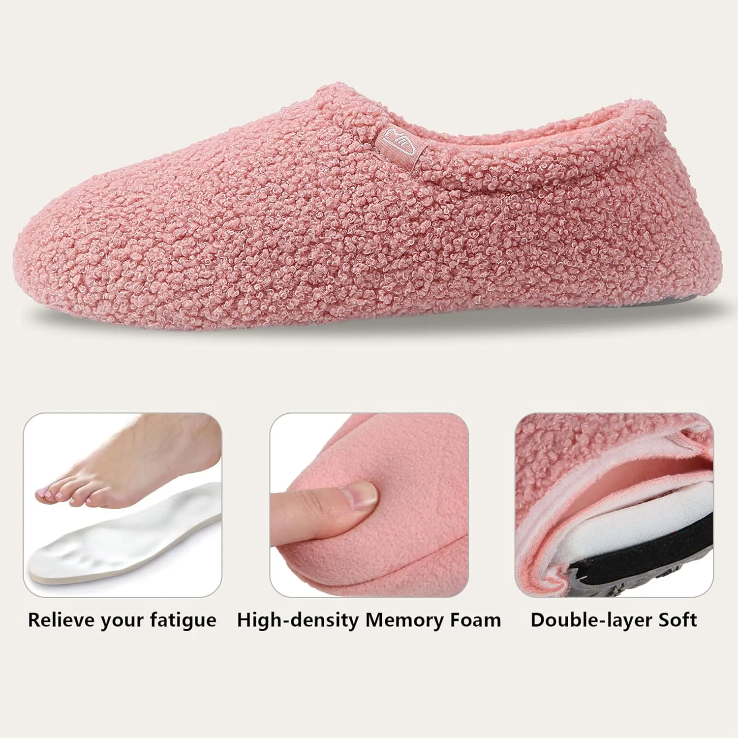 Home Slipper Memory Foam Slippers for Women Curly Fuzzy Bedroom House Shoes Non-slip Indoor Slipper Booties