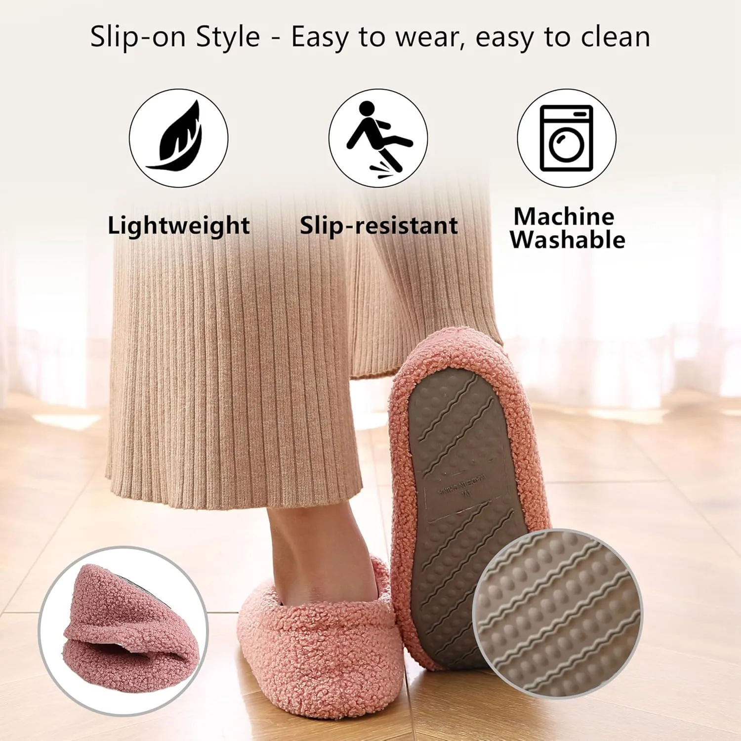 Home Slipper Memory Foam Slippers for Women Curly Fuzzy Bedroom House Shoes Non-slip Indoor Slipper Booties