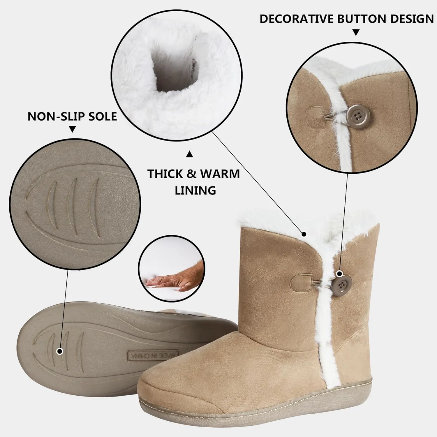 Home Slipper Men's Slippers Boots,Soft Winter Warm Memory Foam Indoor House Slipper Shoes