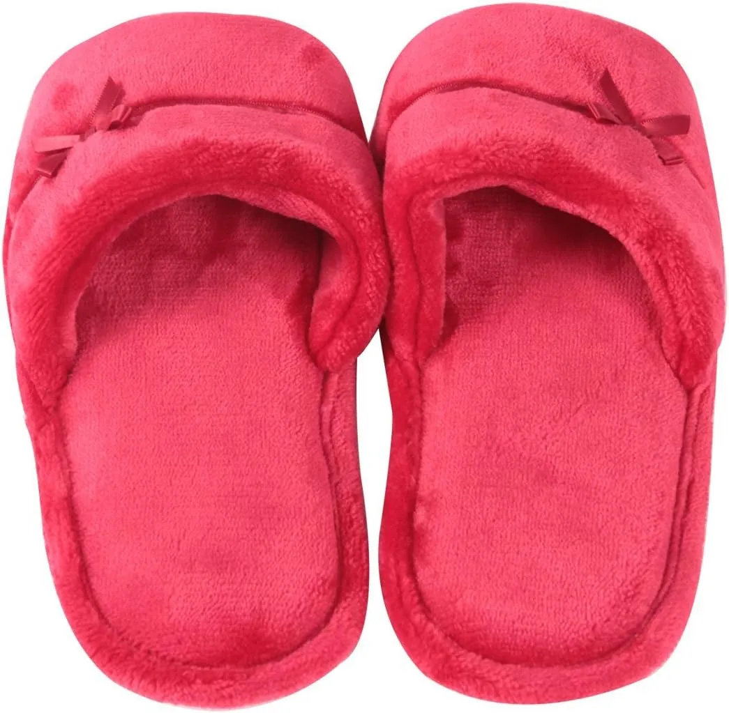 Home Slipper Open Toe Slippers Womens Soft Fuzzy Flannel Memory Foam Non-Slip Indoor Slippers