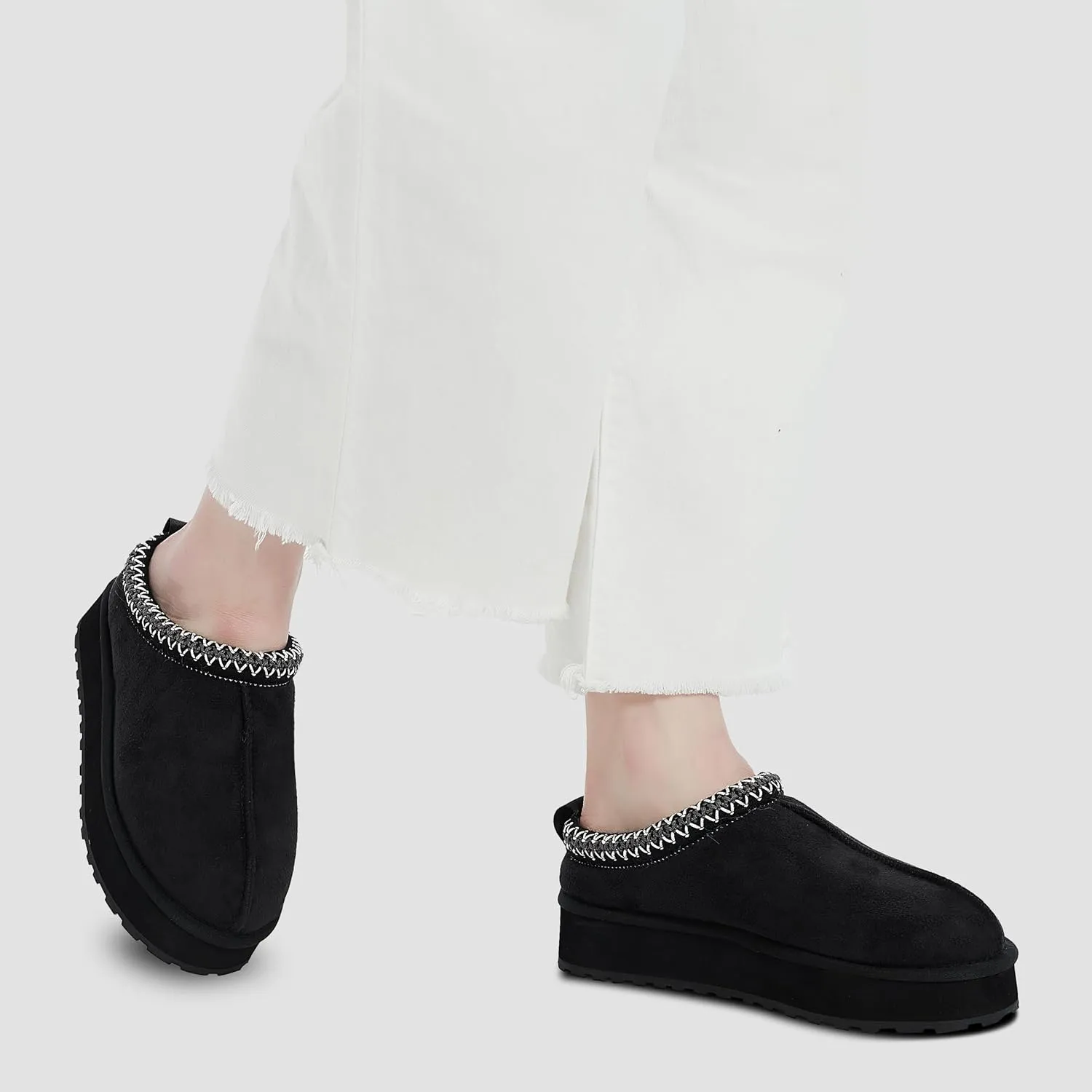 Home Slipper Platform Slippers for Women Indoor Outdoor Mini Boots Non-slip Plush Lining Slip On House Shoes