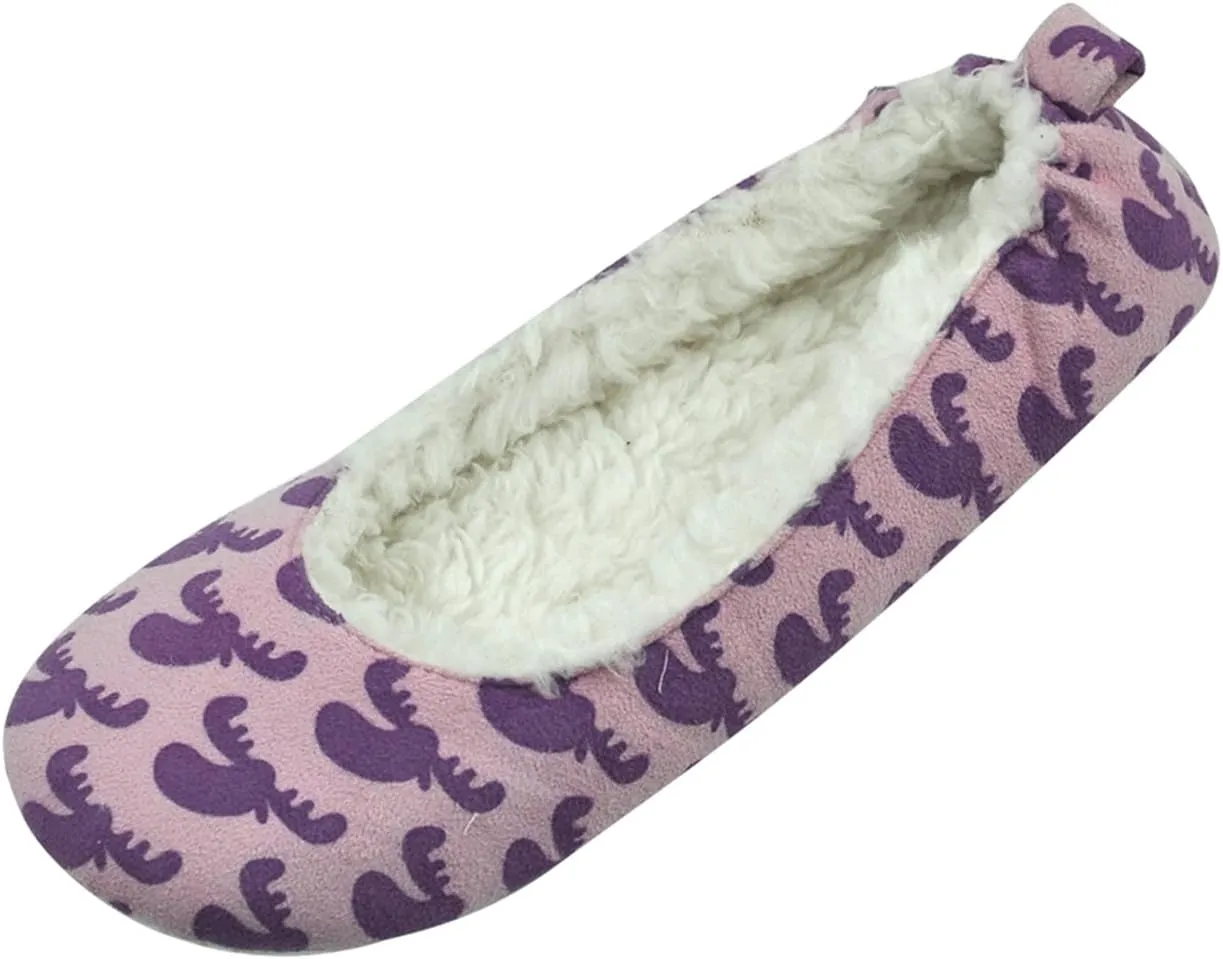 Home Slipper Women's Ballerina Plush Soft Sole Indoor House Ballet Slippers