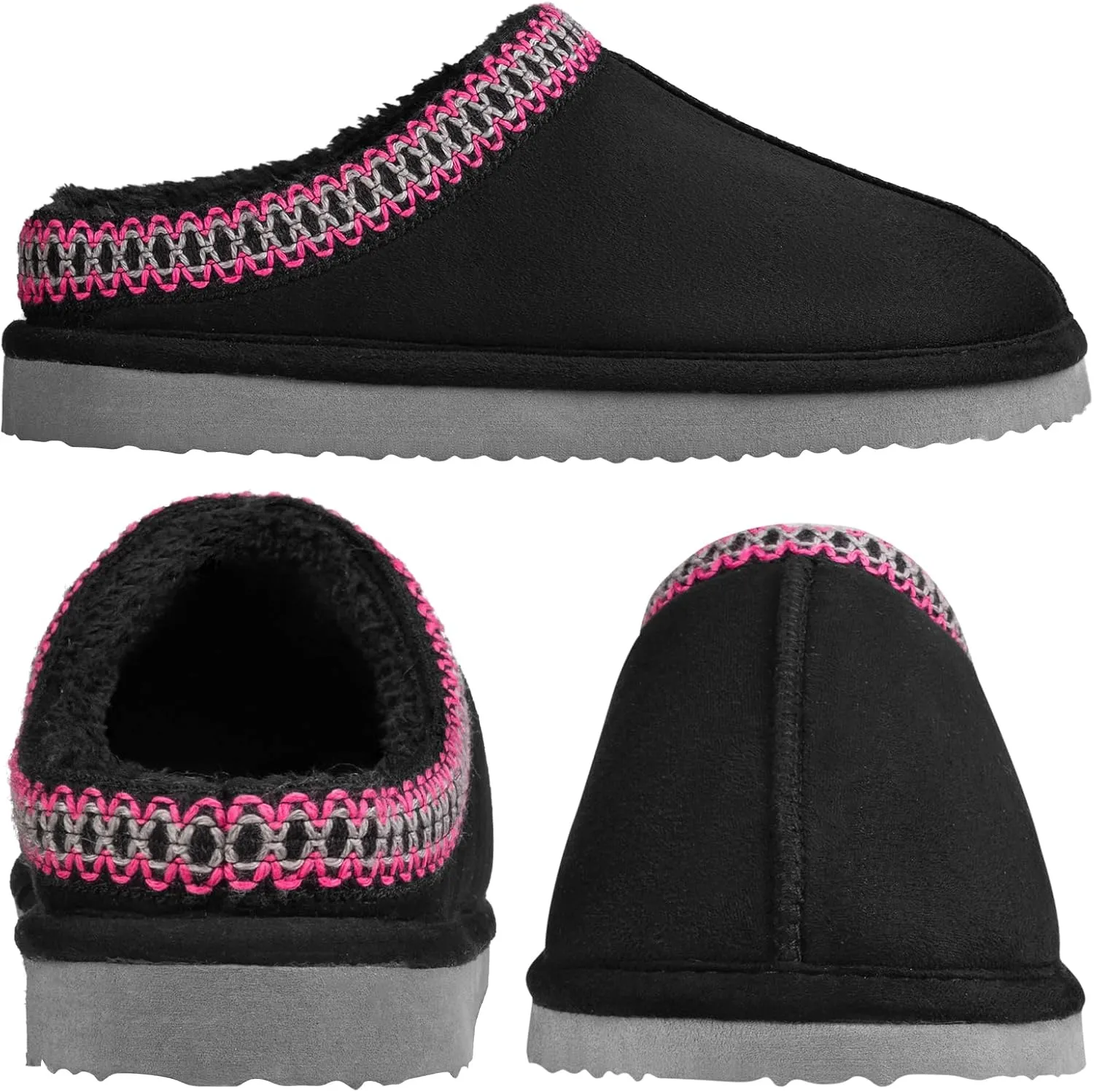 Homitem House Bedroom Slippers for Women Platform Shoes Indoor and Outdoor with Fuzzy Lining Hard Sole Memory Foam Slip on