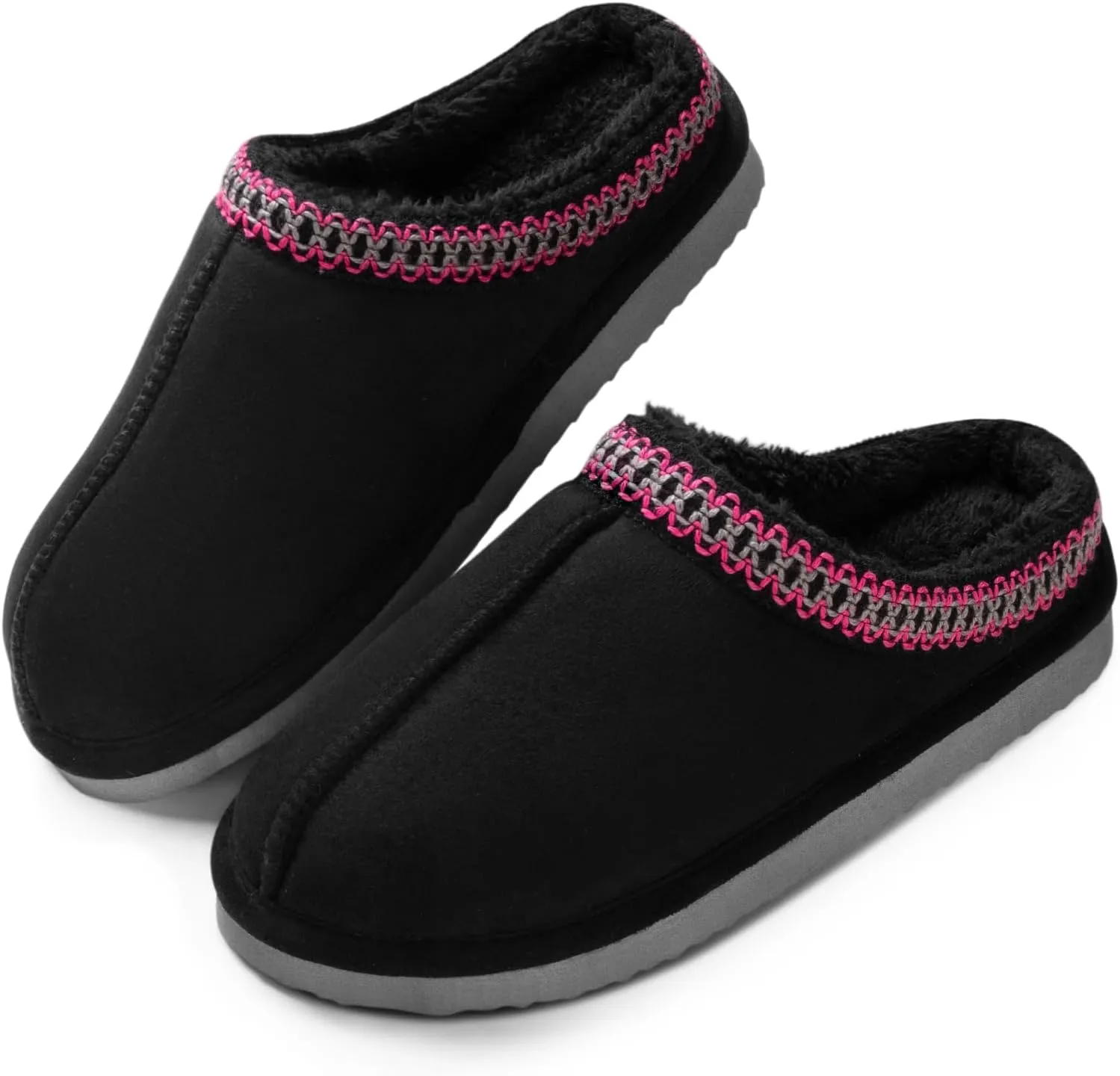 Homitem House Bedroom Slippers for Women Platform Shoes Indoor and Outdoor with Fuzzy Lining Hard Sole Memory Foam Slip on