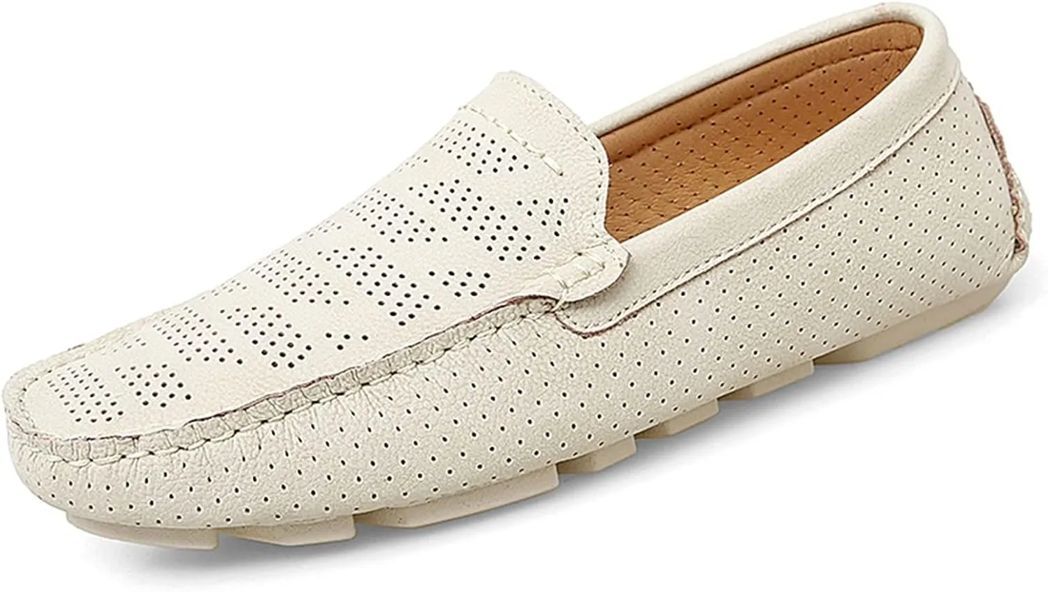 HOOENG Driving Moccasins Smoking Loafer for Men Breathable Lightweight Moccasins Shoes Lightweight Flexible Flat Heel Casual Slip On