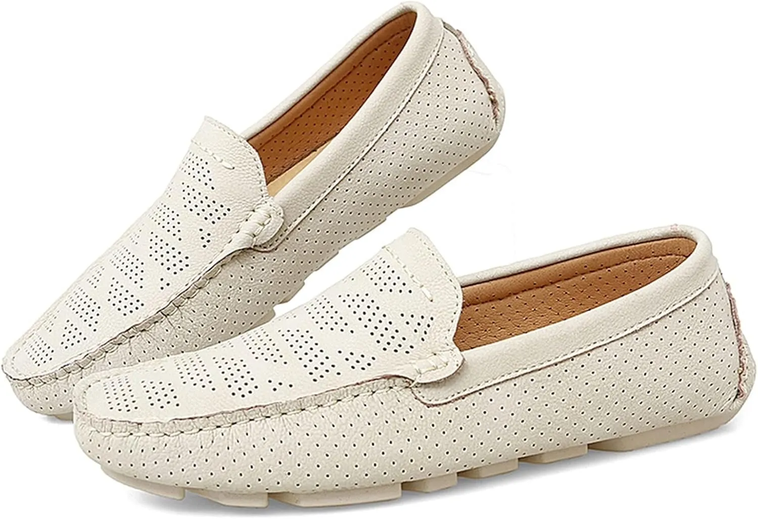 HOOENG Driving Moccasins Smoking Loafer for Men Breathable Lightweight Moccasins Shoes Lightweight Flexible Flat Heel Casual Slip On