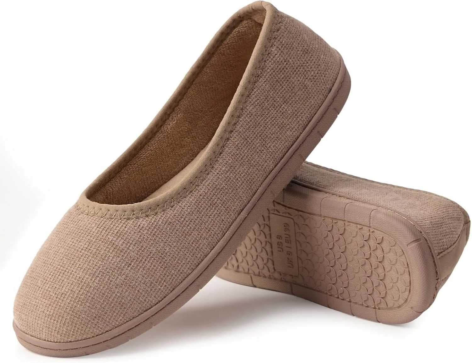 House Shoes for Women Comfy Memory Foam Loafer Slippers for Ladies Non-slip Sole for Comfort Ballet Flat with Closed Back Indoor and Outdoor for All Season Wear Black LightGrey Beige US6-US11