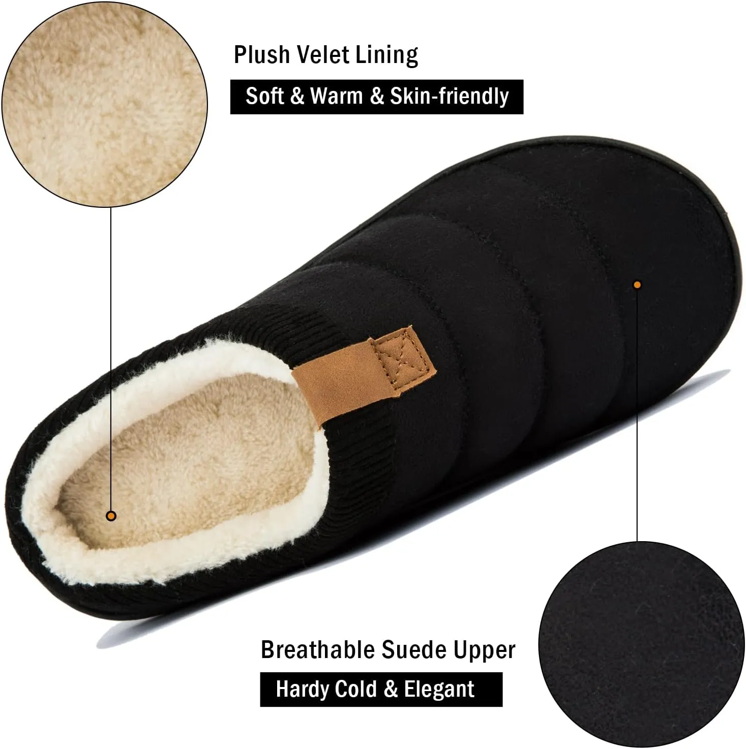 House Slippers for Men Memory Foam Indoor Slippers With Fuzzy Lining Bedroom Slip on
