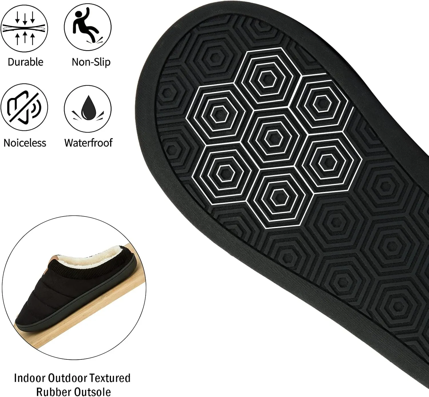 House Slippers for Men Memory Foam Indoor Slippers With Fuzzy Lining Bedroom Slip on