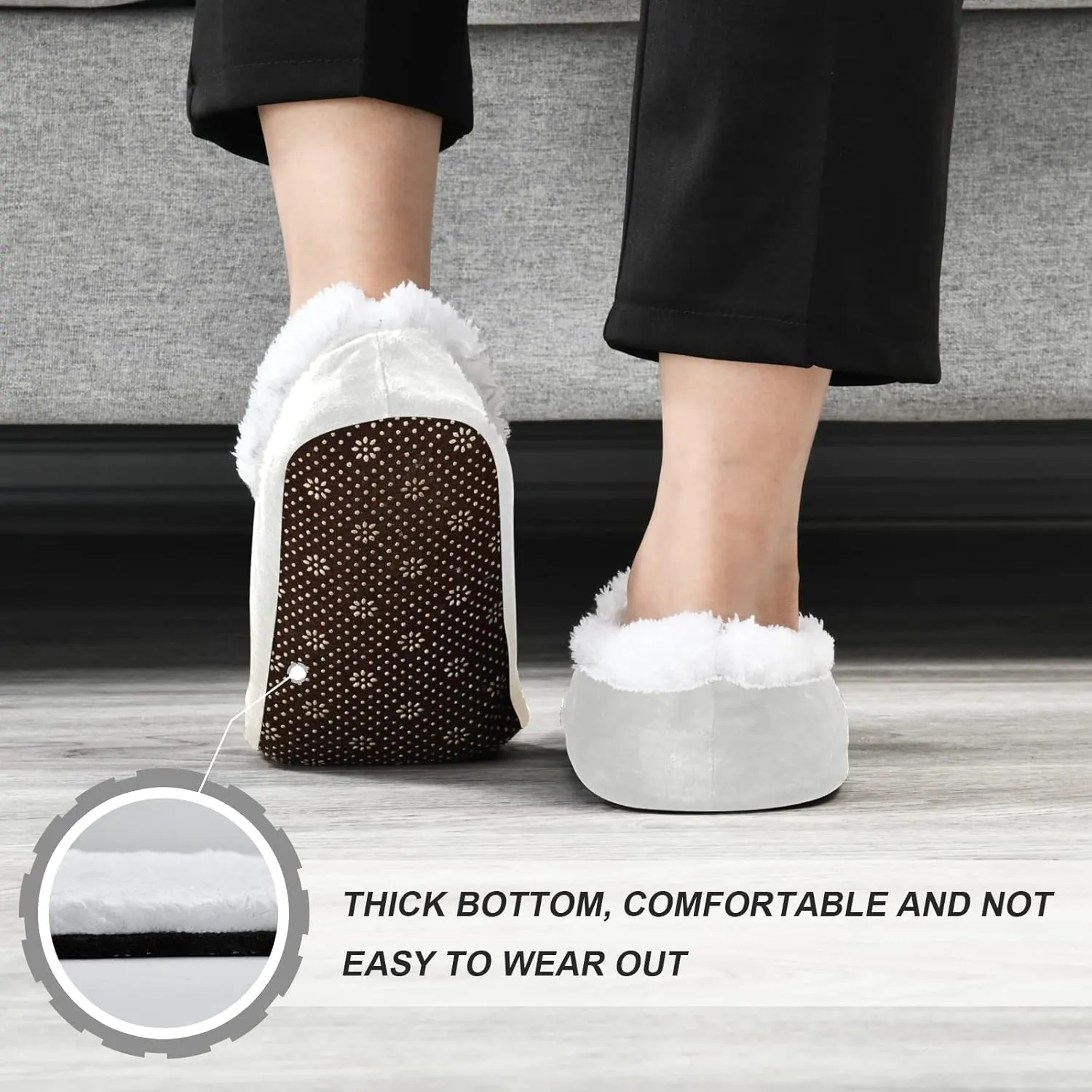 House Slippers Fuzzy Memory Foam Soft Slipper Socks for Woman Men