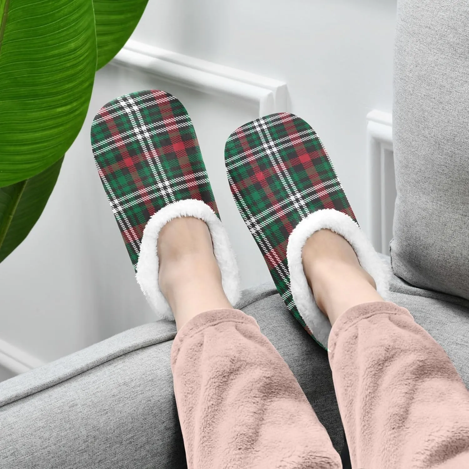 House Slippers Fuzzy Memory Foam Soft Slipper Socks for Woman Men