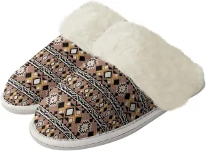 Howilath Western Aztec Fuzzy Slippers Women Warm House Shoes with Anti-Skid Sole Plush Slippers