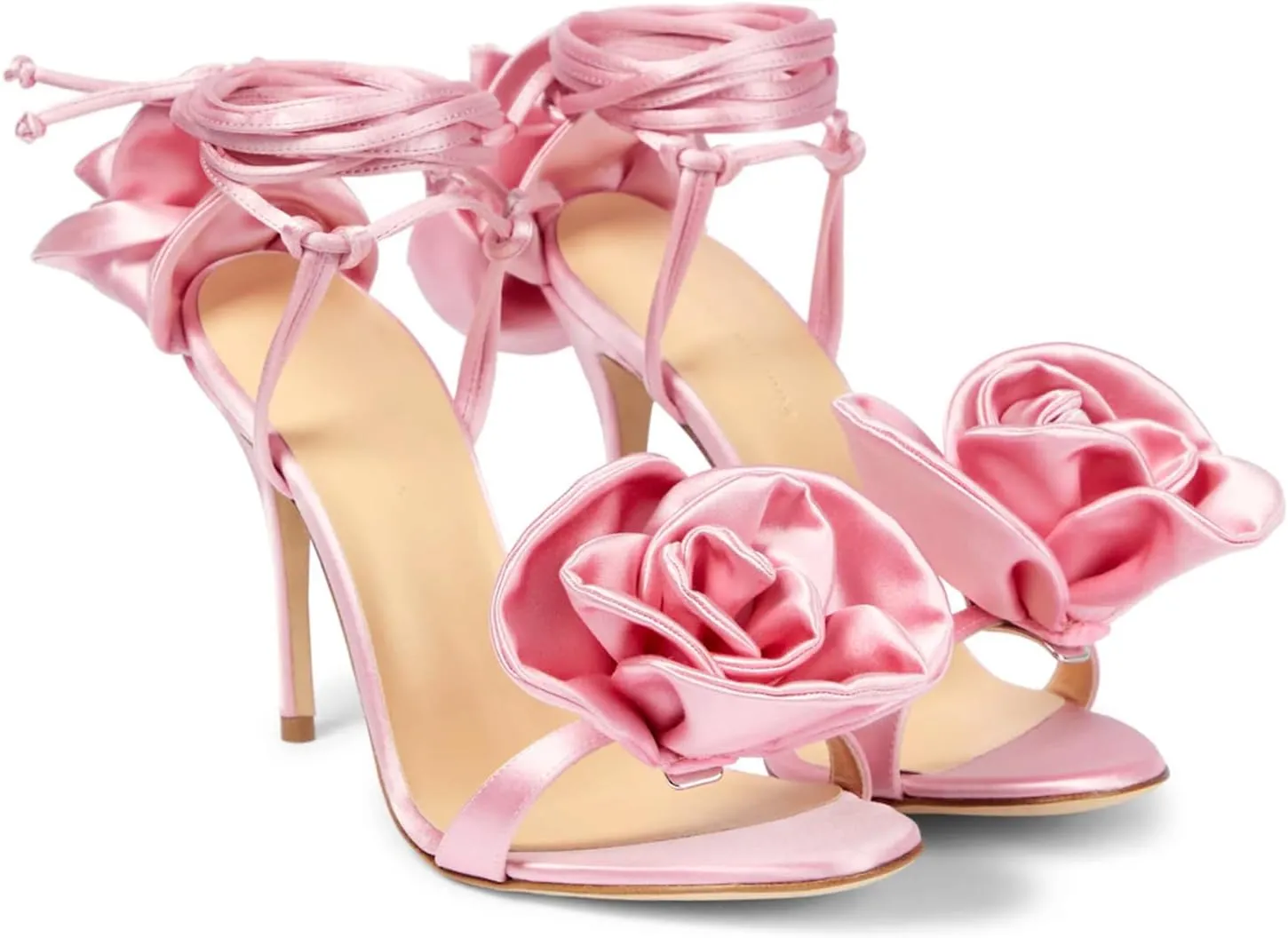 iadore Women's High Heels, 4'' Open Toe Floral Ankle Strappy Lace Up Stiletto Heeled Sandals with Back Flower Party Wedding Date Dress Shoes
