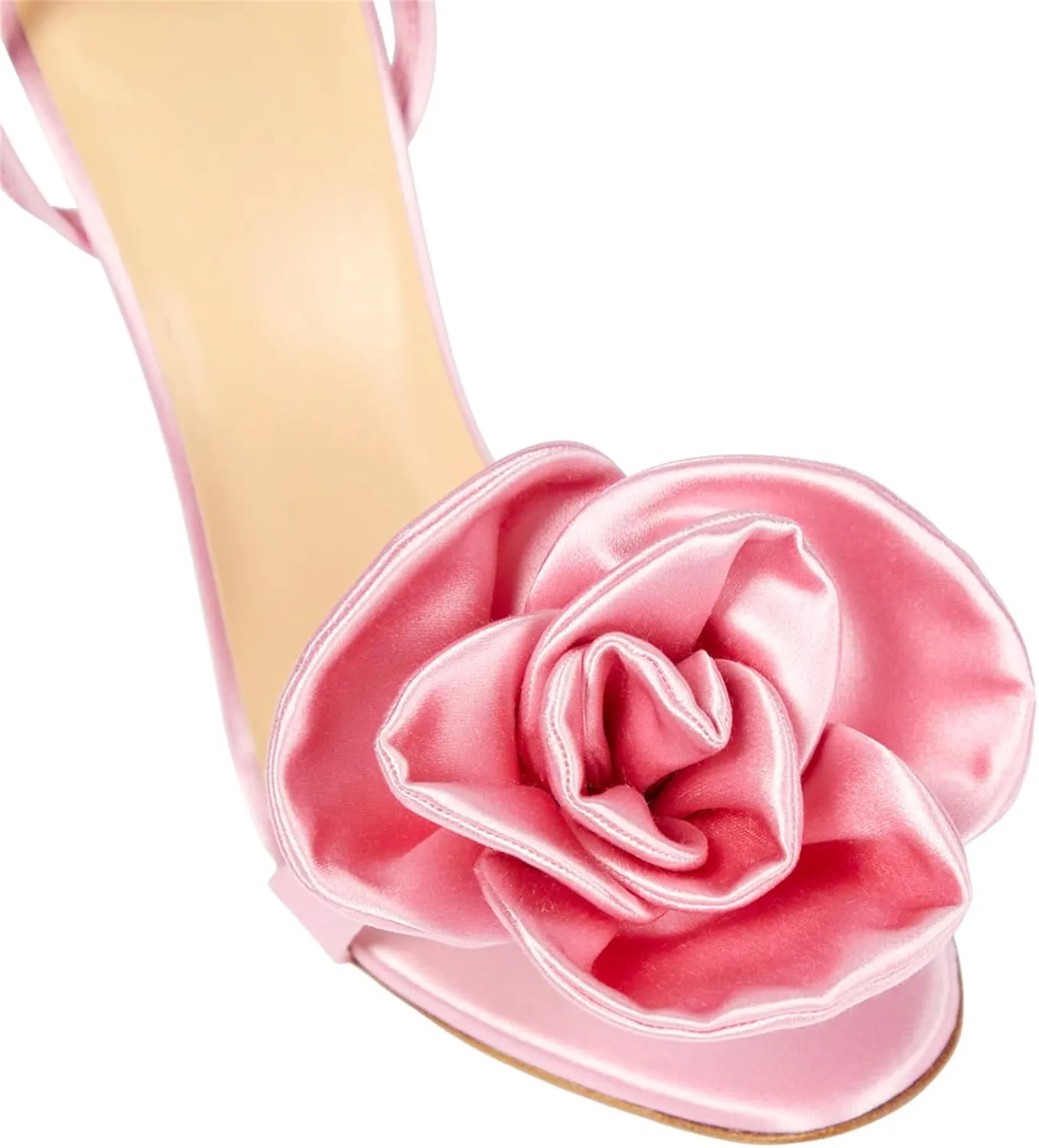 iadore Women's High Heels, 4'' Open Toe Floral Ankle Strappy Lace Up Stiletto Heeled Sandals with Back Flower Party Wedding Date Dress Shoes