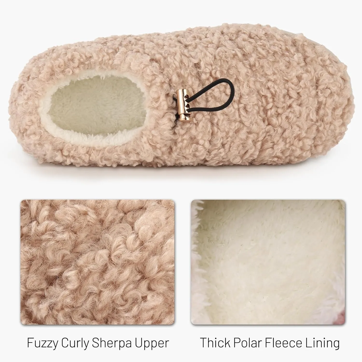 Ibeauti Womens Slippers Memory Foam Fuzzy Loafer Slippers for Indoor Outdoor House Shoes with Drawstring