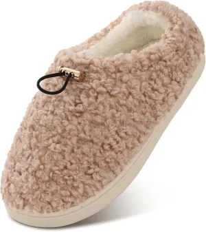 Ibeauti Womens Slippers Memory Foam Fuzzy Loafer Slippers for Indoor Outdoor House Shoes with Drawstring