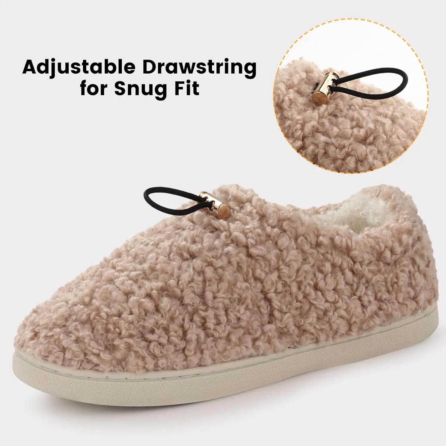 Ibeauti Womens Slippers Memory Foam Fuzzy Loafer Slippers for Indoor Outdoor House Shoes with Drawstring