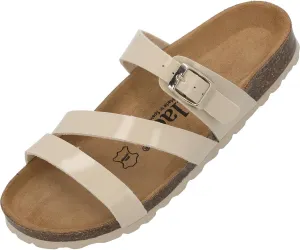 Ikaria Women's Mules - Extra Comfortable Sandals - Fashionable Slippers with Natural Cork - Made in EU - Sandals with Sole Made of Finest Natural Leather