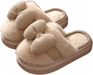 Indoor/Outdoor Slippers - Men's & Women's Cute Knitted Butterfly Plush Bow Design Slippers