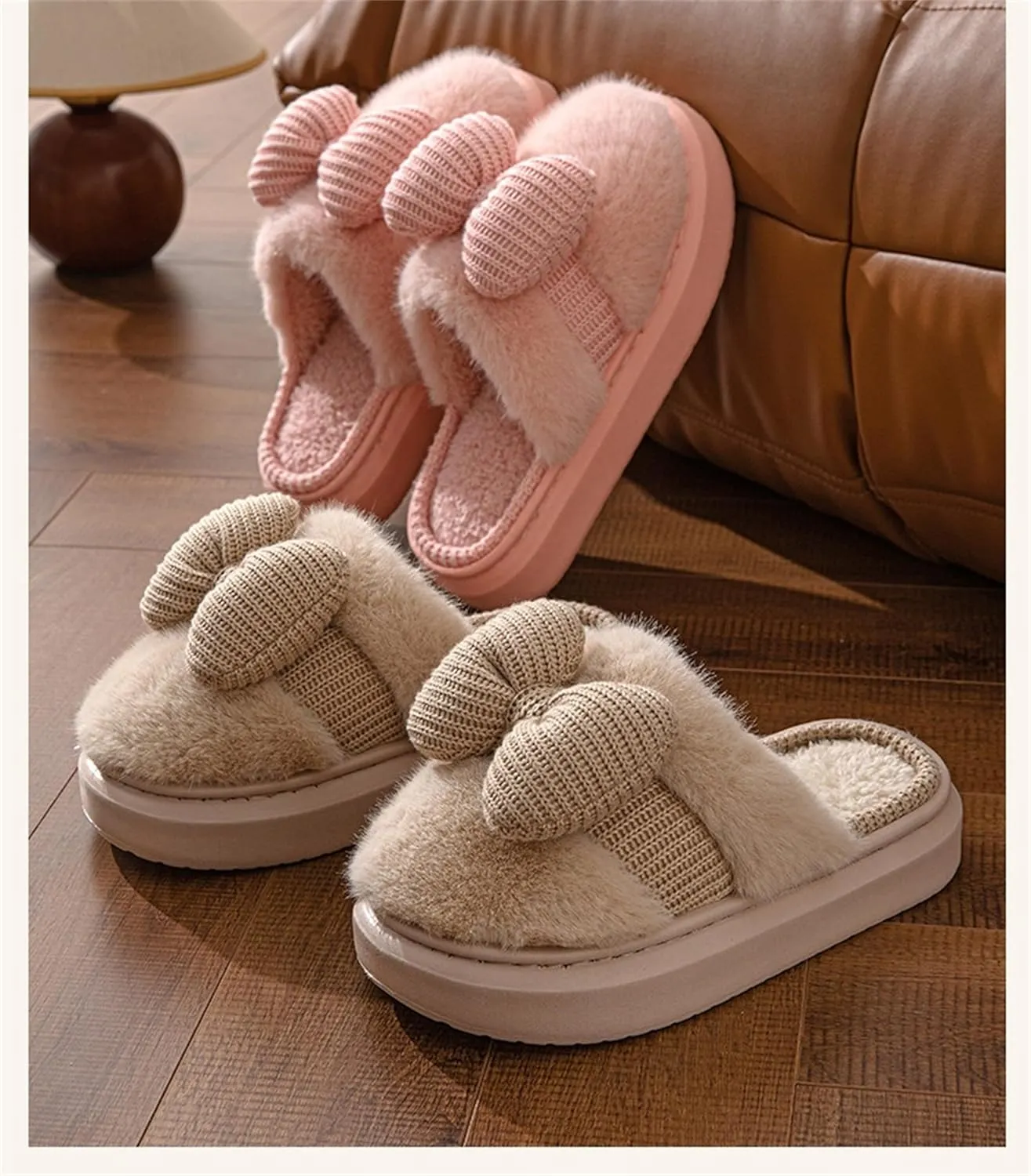 Indoor/Outdoor Slippers - Men's & Women's Cute Knitted Butterfly Plush Bow Design Slippers