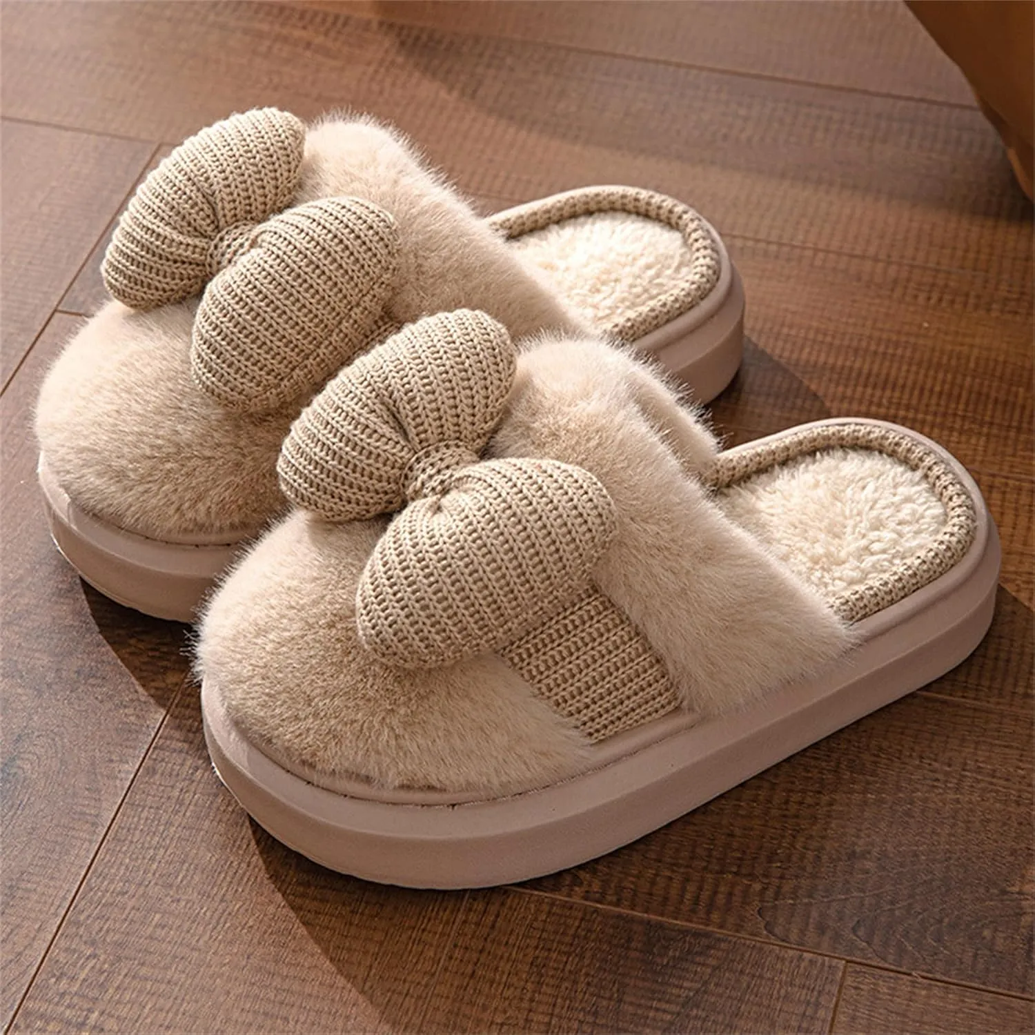 Indoor/Outdoor Slippers - Men's & Women's Cute Knitted Butterfly Plush Bow Design Slippers