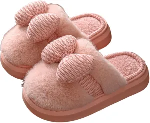 Indoor/Outdoor Slippers - Men's & Women's Cute Knitted Butterfly Plush Bow Design Slippers