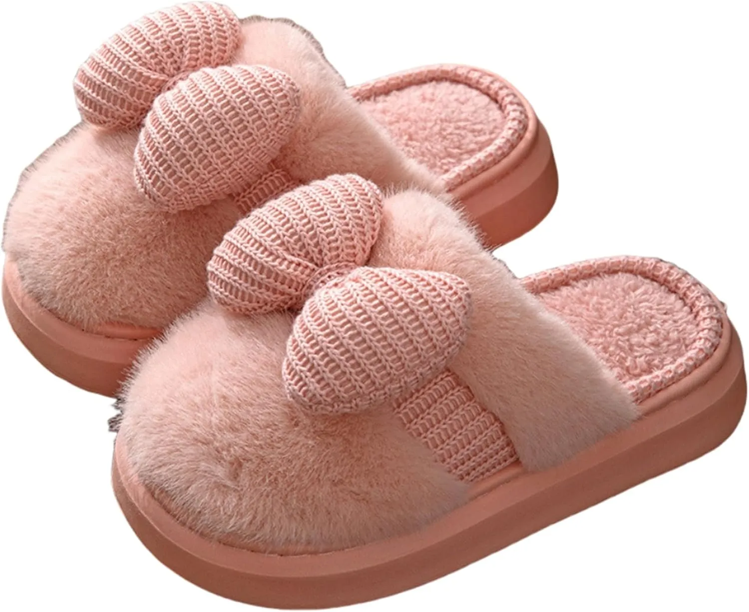 Indoor/Outdoor Slippers - Men's & Women's Cute Knitted Butterfly Plush Bow Design Slippers