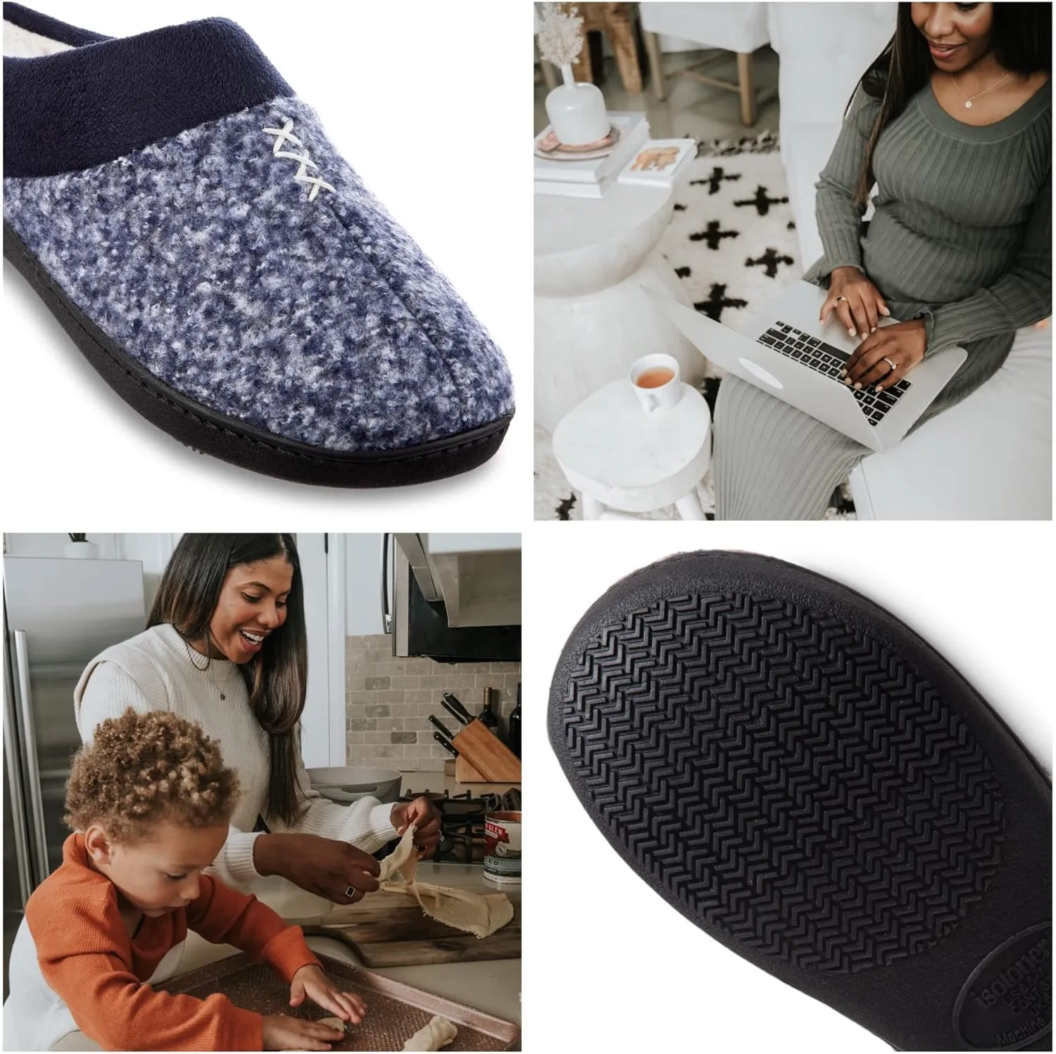 isotoner Women's Memory Foam Heather Knit Jessie Hoodback Eco Comfort Slip-on Slipper