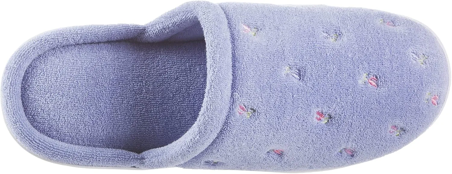 isotoner Women's Signature Terry Floral-Embroidered Slipper