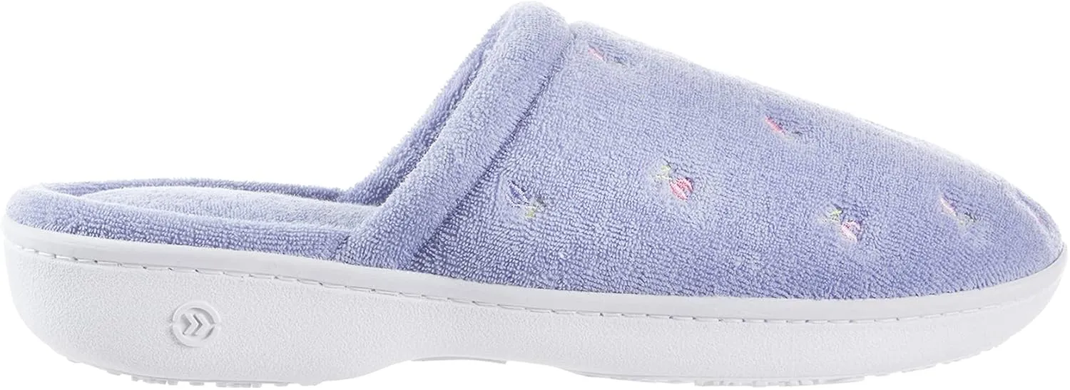 isotoner Women's Signature Terry Floral-Embroidered Slipper