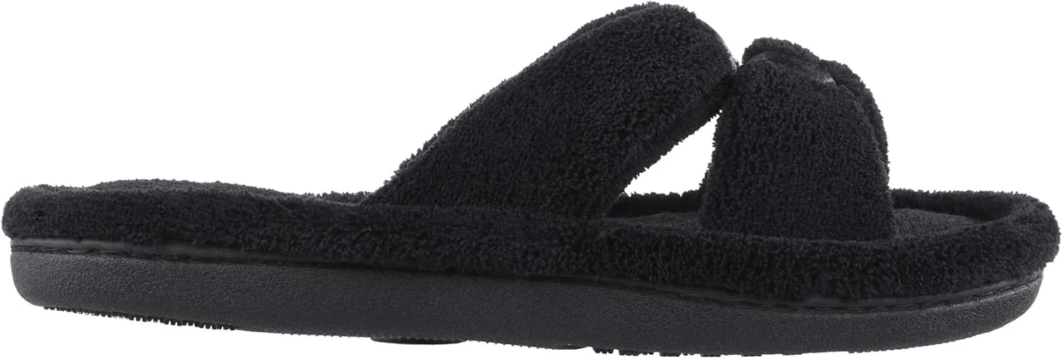 isotoner Women's Signature X-Slide Slipper, Satin Trim with Memory Foam