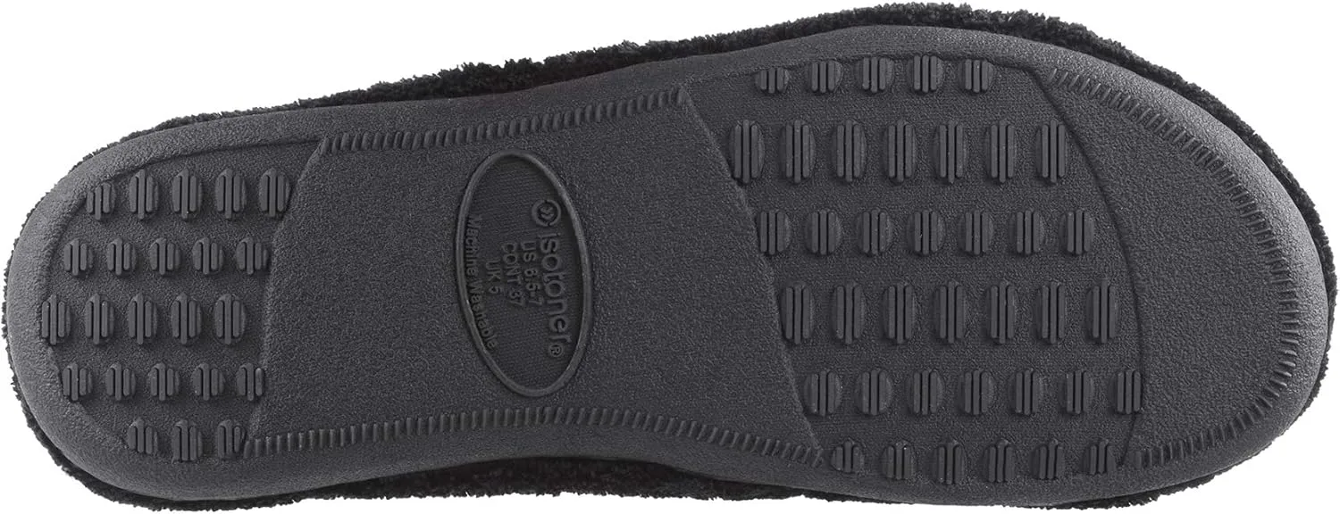 isotoner Women's Signature X-Slide Slipper, Satin Trim with Memory Foam