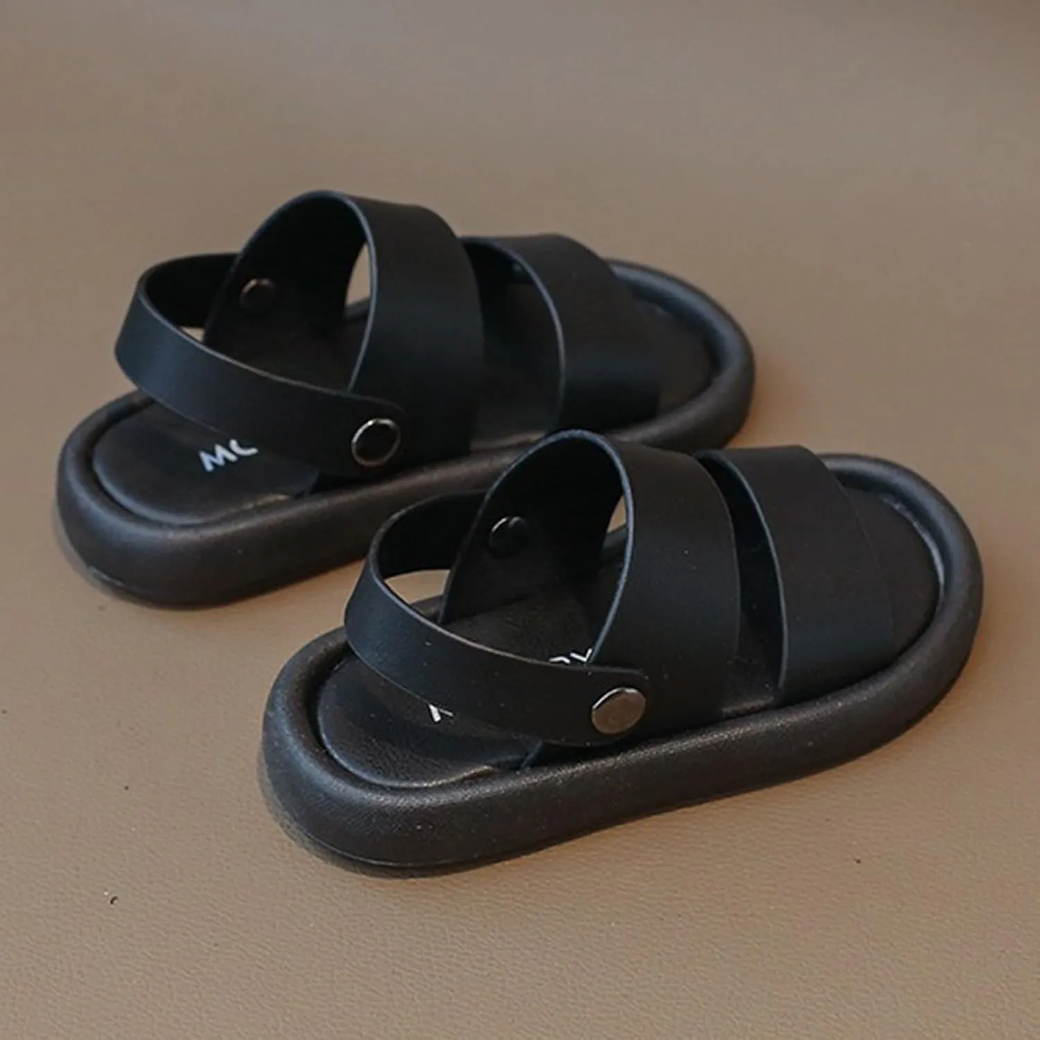 IWIHMIV Toddler Leather Sandals Boys Girls Open Toe Summer Outdoor Lightweight Non Slip Soft Bottom Athletic Sport Sandals