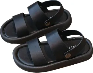 IWIHMIV Toddler Leather Sandals Boys Girls Open Toe Summer Outdoor Lightweight Non Slip Soft Bottom Athletic Sport Sandals