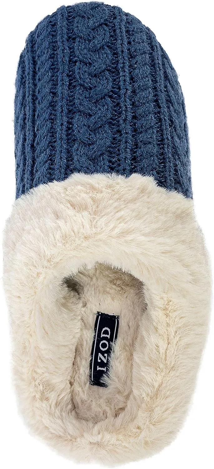 IZOD Women's Memory Foam Slippers, Winter Warm Slip On Scuff Clogs, Women's Size 5 to 12