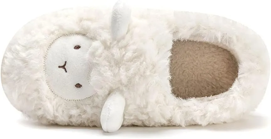 JadeRich Women's Cute Animal Slippers Winter Warm Fuzzy Plush House Slipper Cartoon Sheep Indoor Shoes