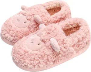 JadeRich Women's Cute Animal Slippers Winter Warm Fuzzy Plush House Slipper Cartoon Sheep Indoor Shoes