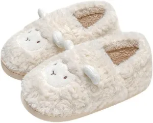 JadeRich Women's Cute Animal Slippers Winter Warm Fuzzy Plush House Slipper Cartoon Sheep Indoor Shoes