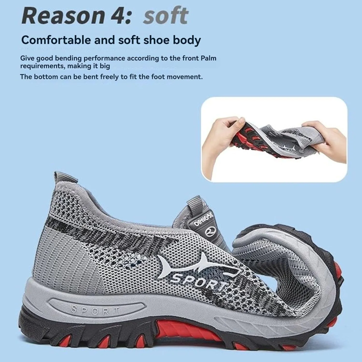 Jarv Cooling Comfort Sneaker, Atlacoast Breathable Soft Bottom Anti-Slip Slip On Walking Shoes for Men